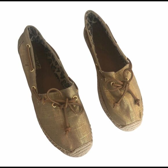 NWOT Women’s Gold Sperry Top Sider Espadrilles Size 10M - Picture 1 of 8